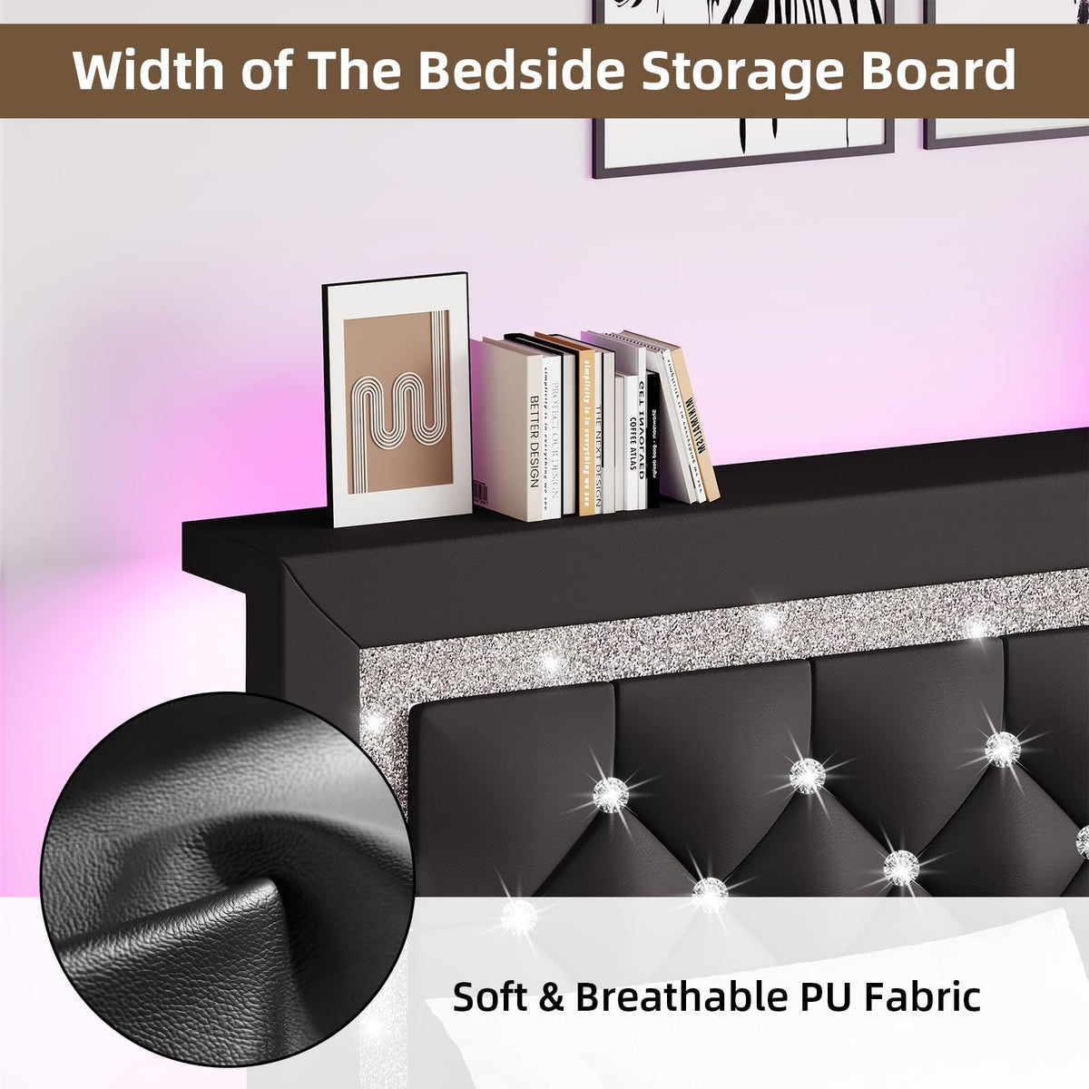 Black Full Bed Frame with LED Lights B895