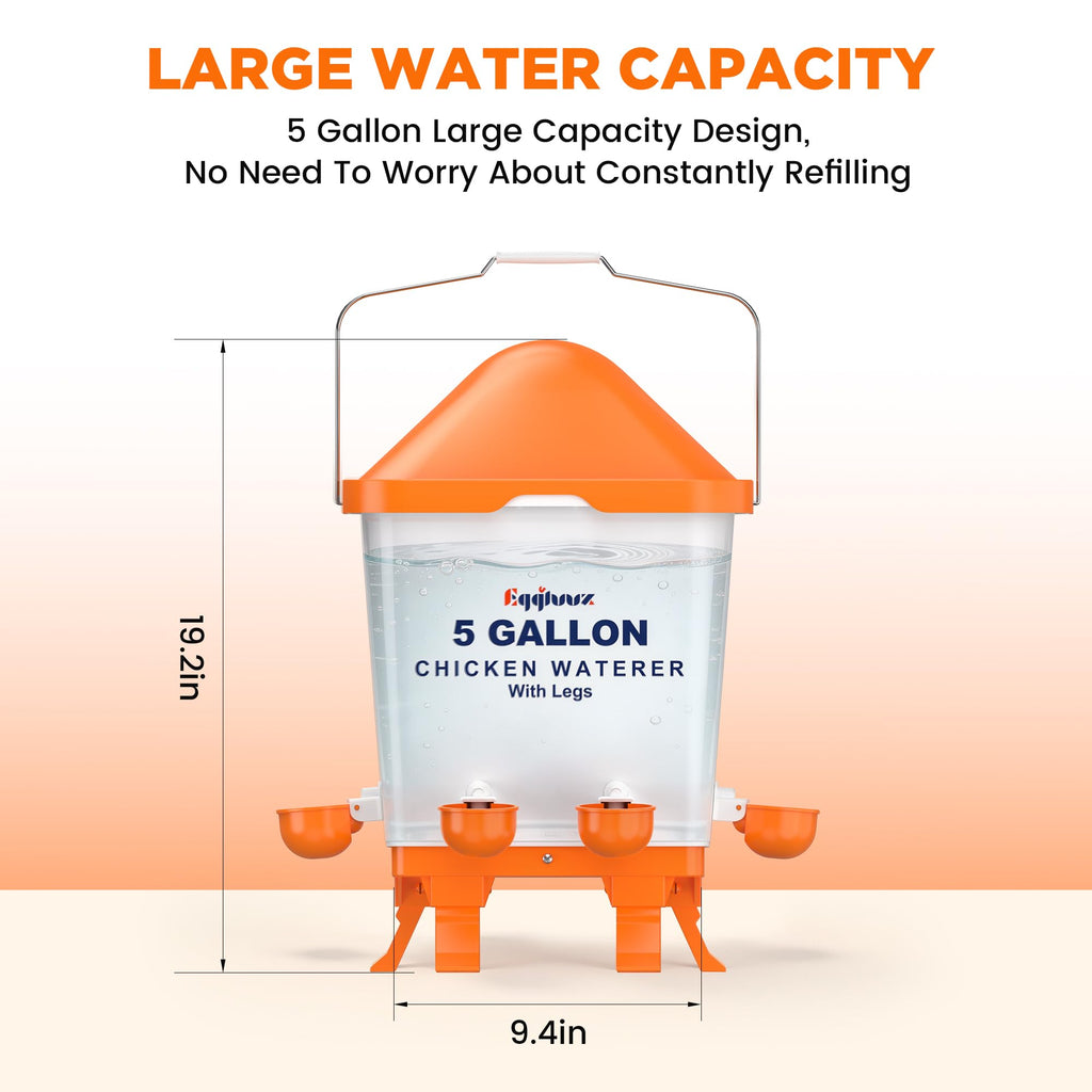 5 Gallons Chicken Waterer Bucket with Cups and Adjustable Legs G8821