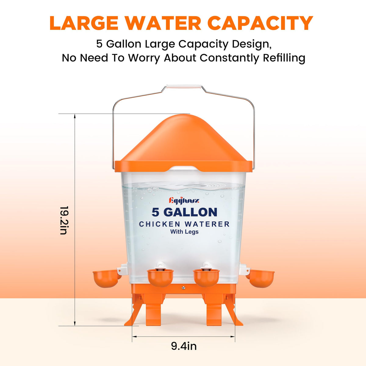 5 Gallons Chicken Waterer Bucket with Cups and Adjustable Legs G8821