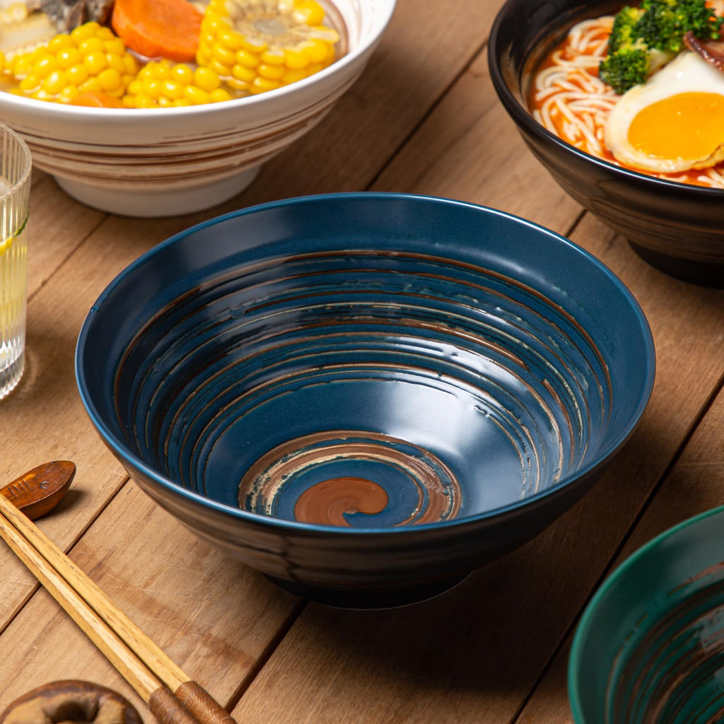 Multicolor Ceramic Ramen Bowl Set of 4 W266353