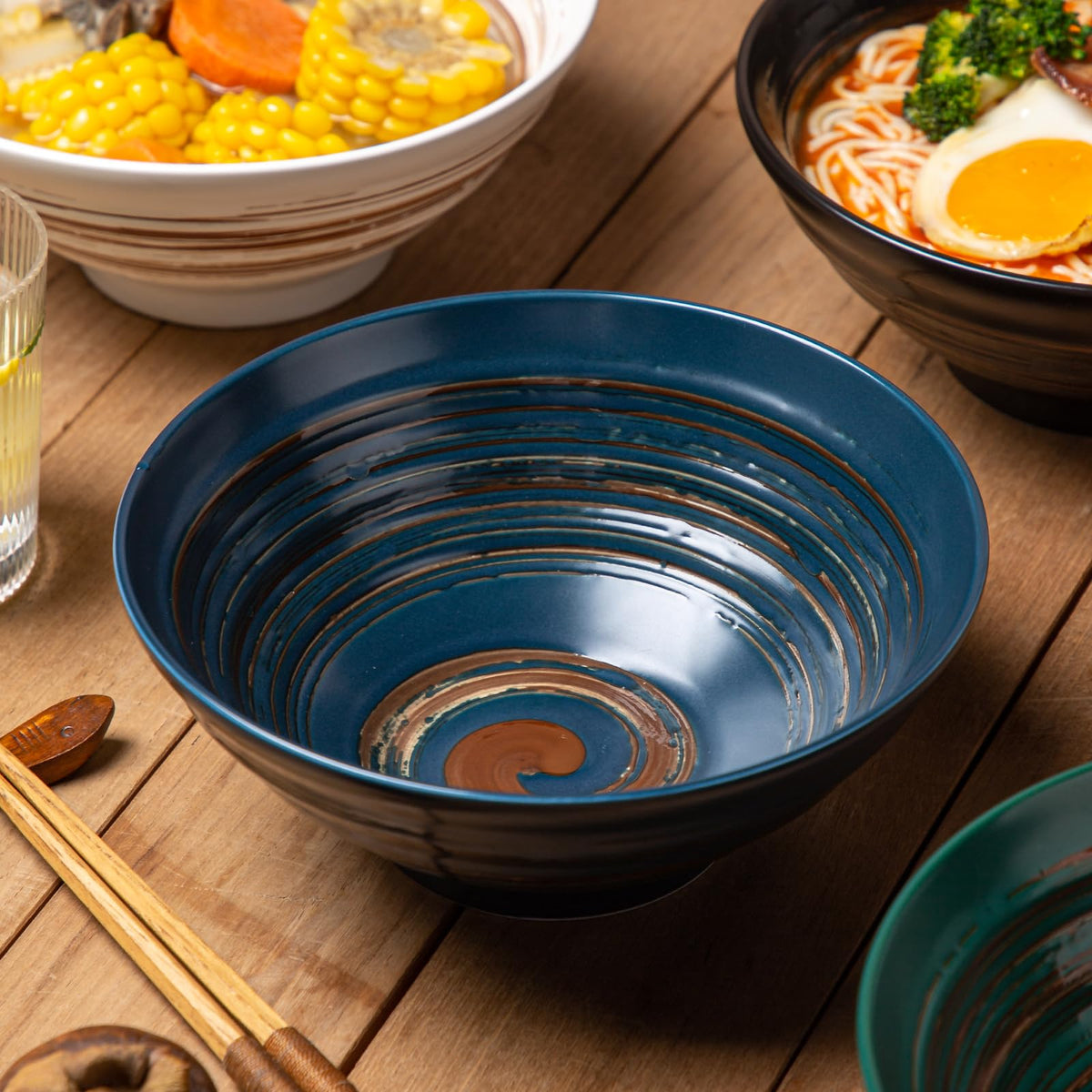 Multicolor Ceramic Ramen Bowl Set of 4 W266353