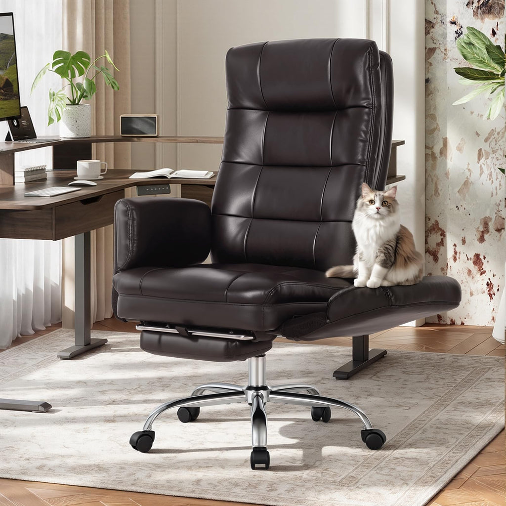Big and Tall Ergonomic Office Chair with Foot Rest, Brown B142228