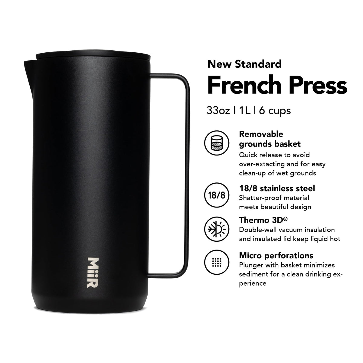 33oz Insulated French Press Coffee Maker F982615