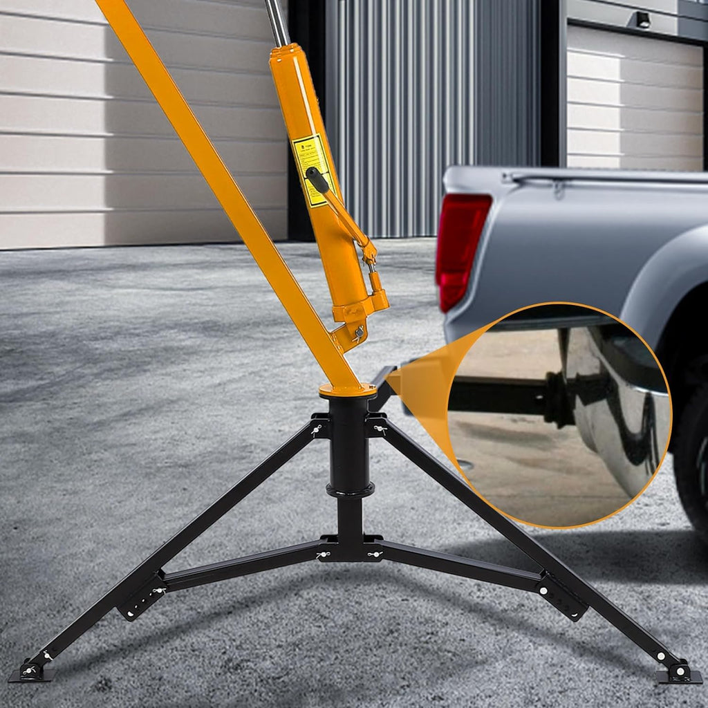 Hydraulic Hitch Mounted Pickup Truck Crane, 1000 Lbs Capacity, 360° Swivel, Yellow Y322620