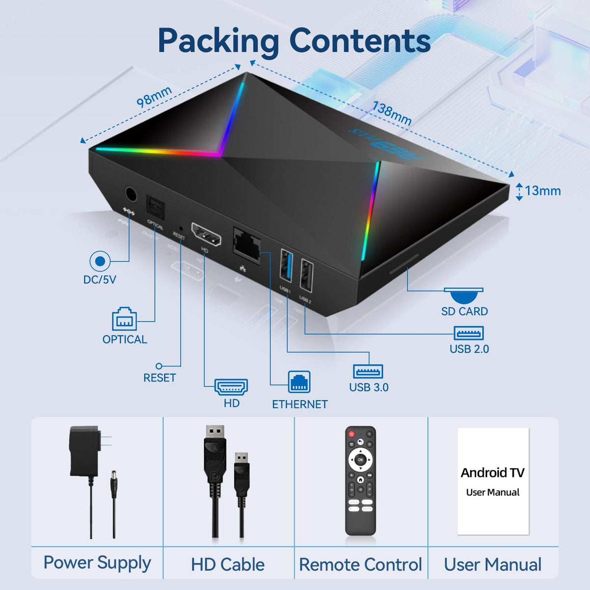Android TV Box 4GB RAM 32GB ROM 4K 8K WIFI6 1000M Ethernet C437121