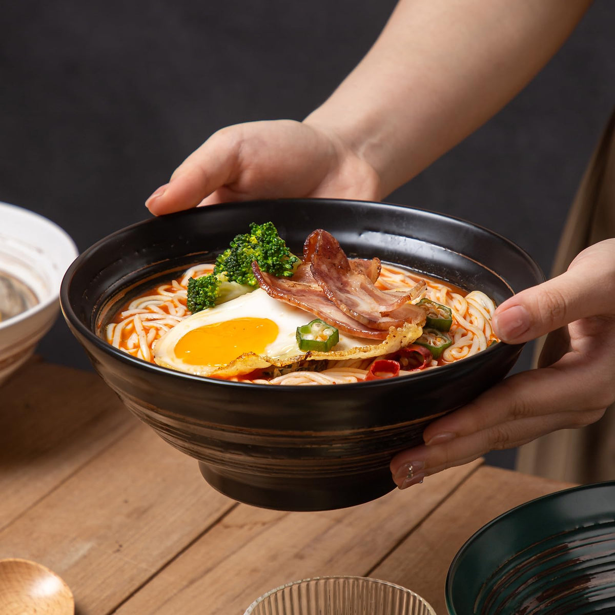 Multicolor Ceramic Ramen Bowl Set of 4 W266353