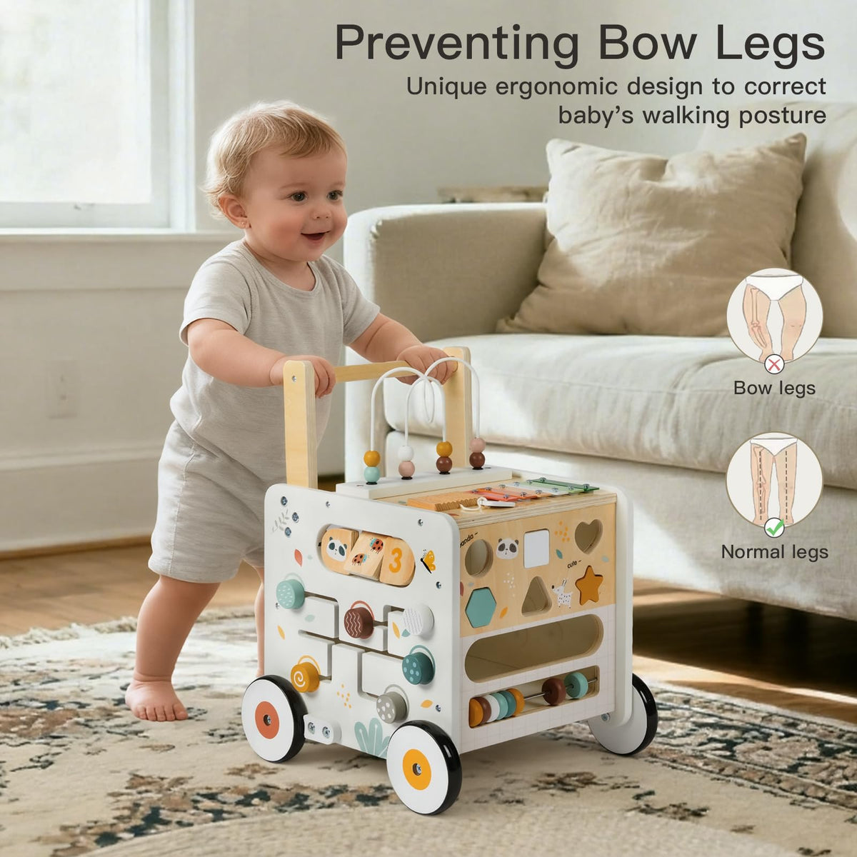 Wooden Baby Walker Activity Cube Push Walker B16362