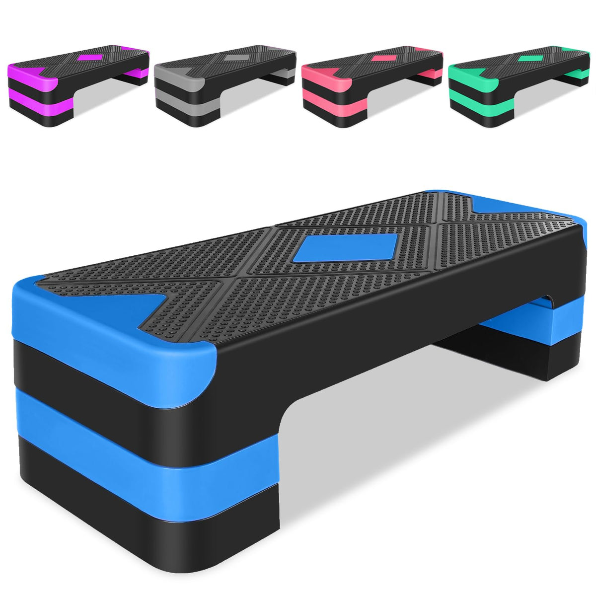 27" Adjustable Aerobic Step Platform with 4 Risers B676
