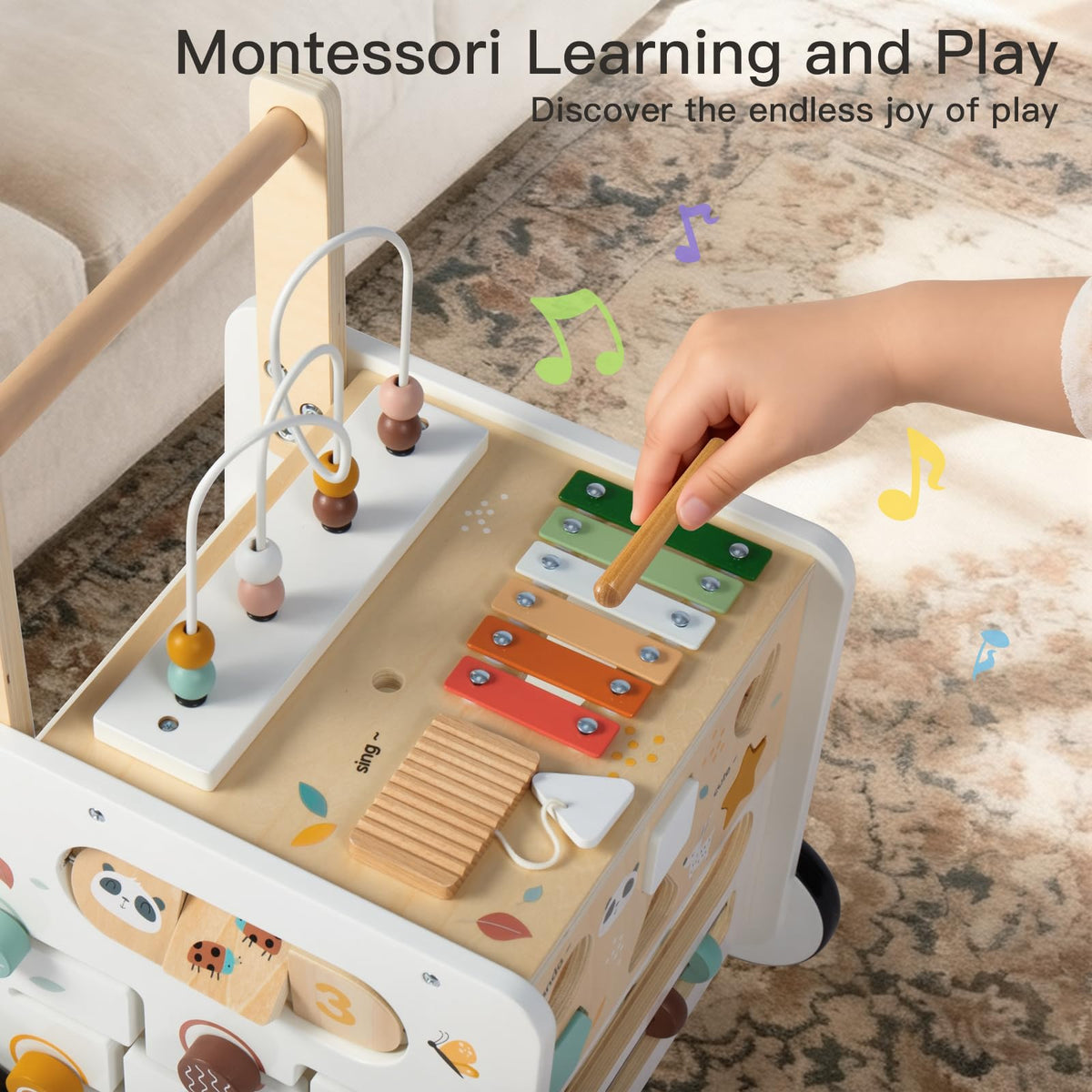 Wooden Baby Walker Activity Cube Push Walker B16362