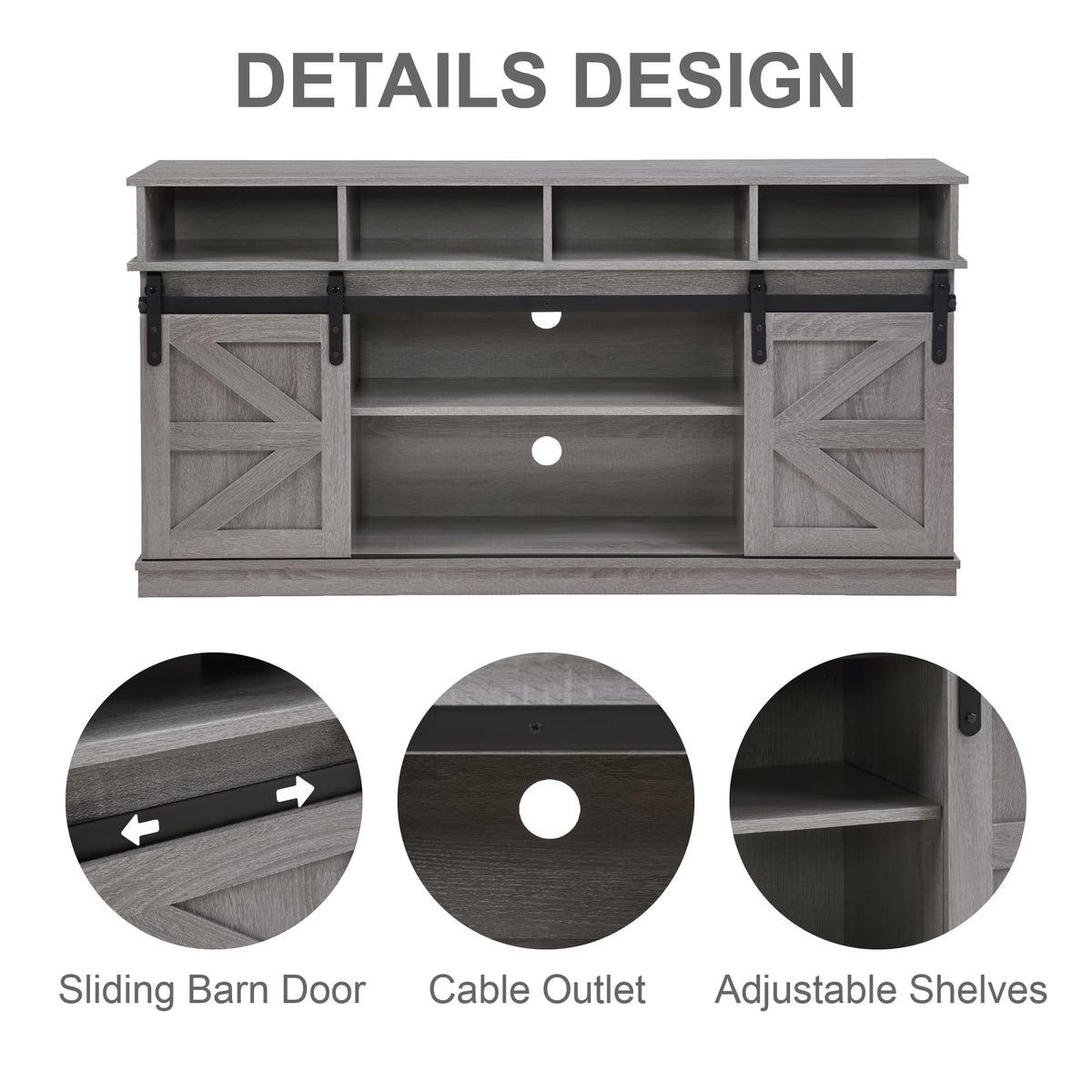 Grey Sliding Barn Door TV Stand Q975000