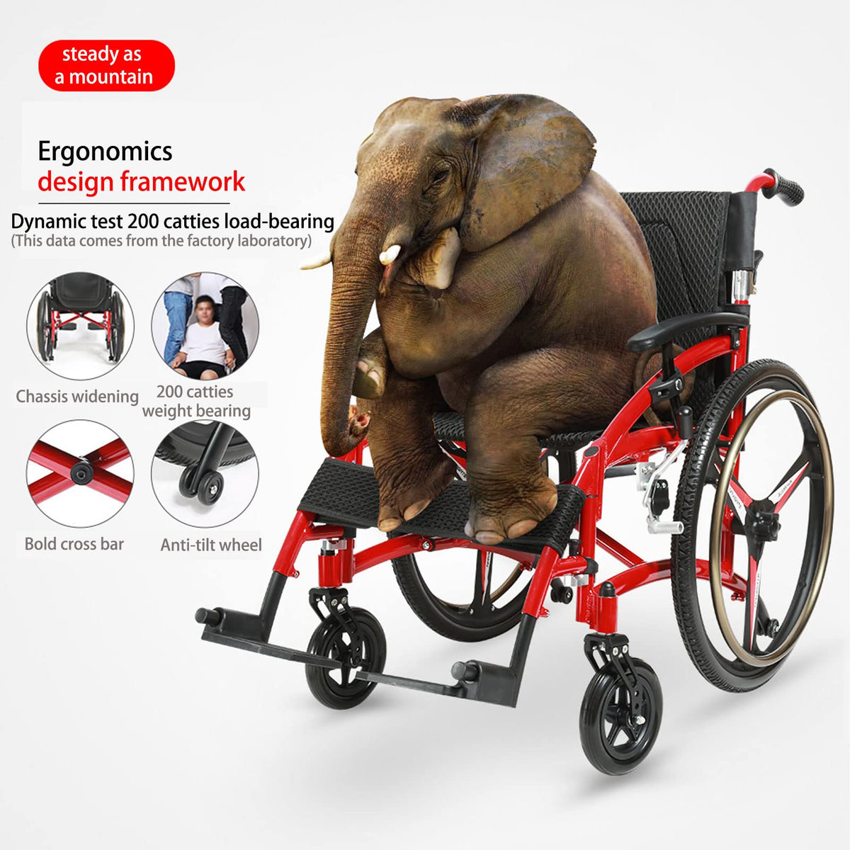 Folding Transport Wheelchair with Detachable Full Arms and Elevating Leg Rest D30154