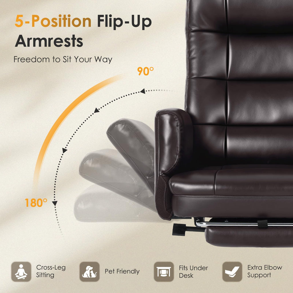 Big and Tall Ergonomic Office Chair with Foot Rest, Brown B142228