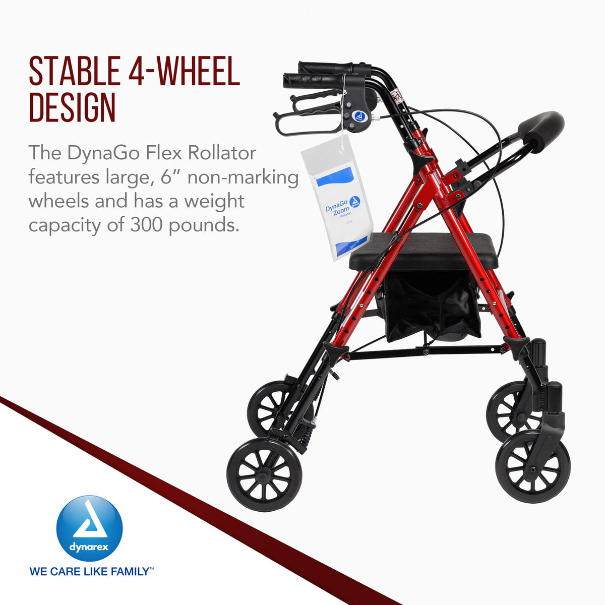 Foldable Aluminum Rollator with Adjustable Seat and Detachable Caster, Red O586579