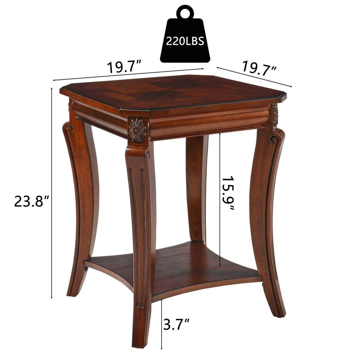 Vintage Wood End Table with Storage Shelf Z69688