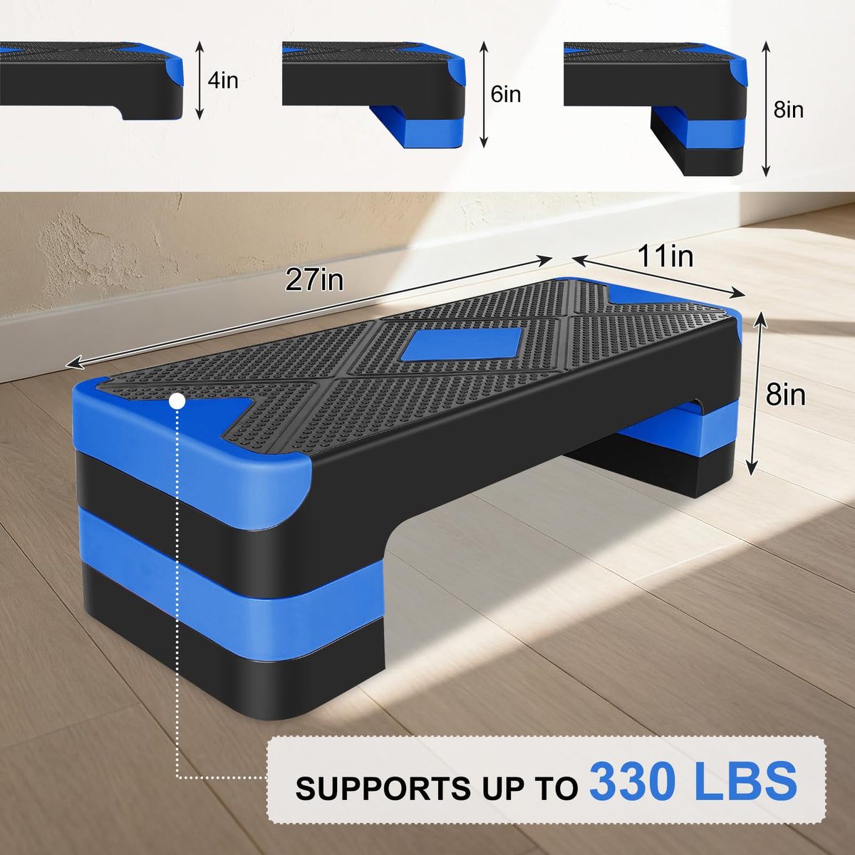 27" Adjustable Aerobic Step Platform with 4 Risers B676