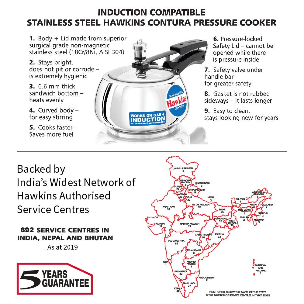 Stainless Steel Pressure Cooker, 2 Liter, Silver N126324
