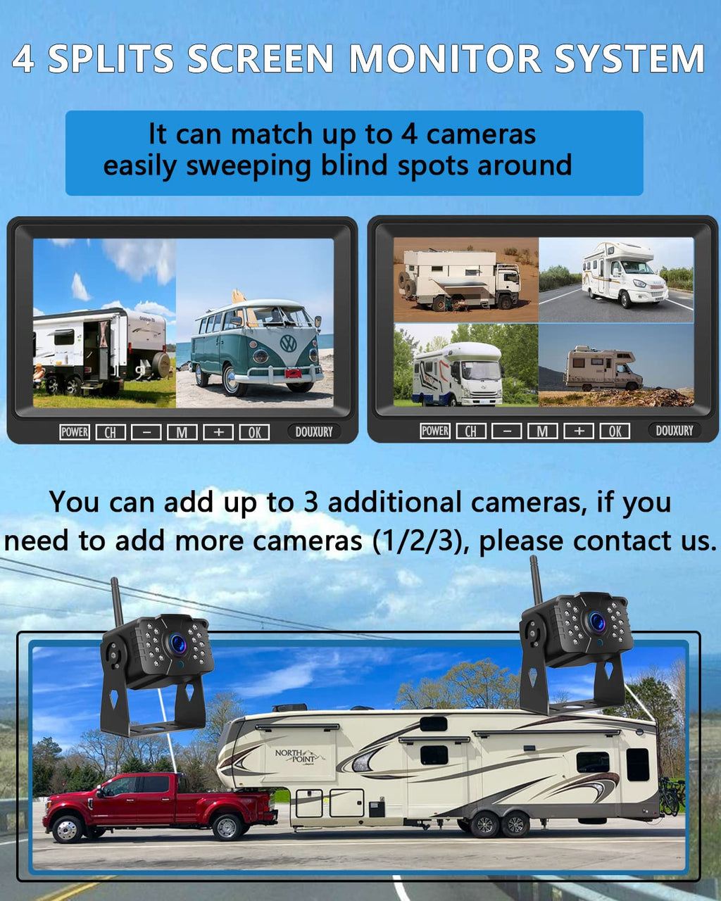 IP69 Waterproof HD 1080P Wireless Backup Camera System with 7" Monitor K775