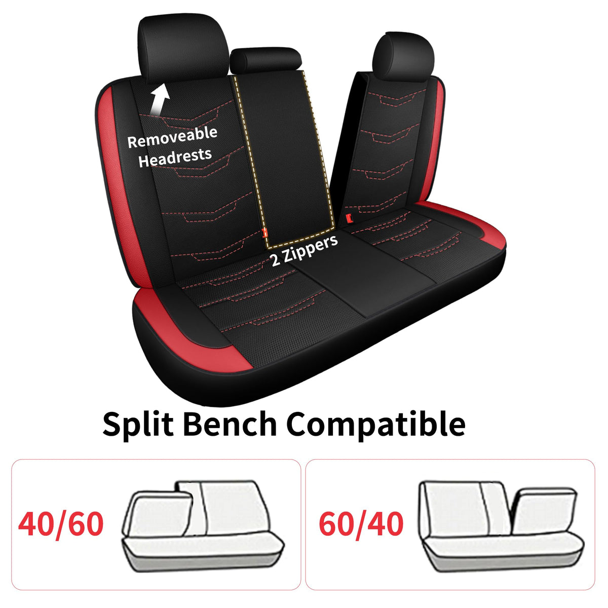 Car Seat Cover Black Red J79582
