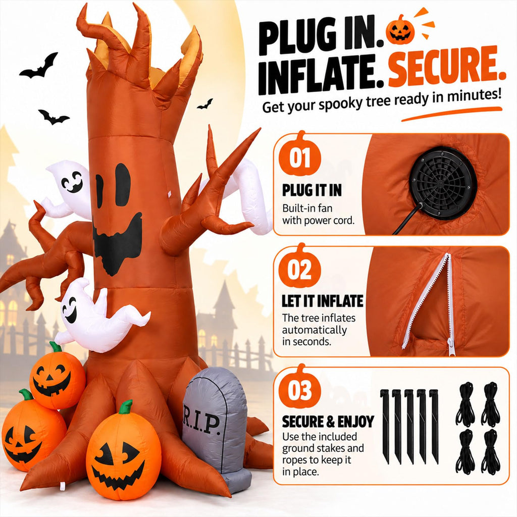 8FT Halloween Inflatable Ghost Tree Decoration R226
