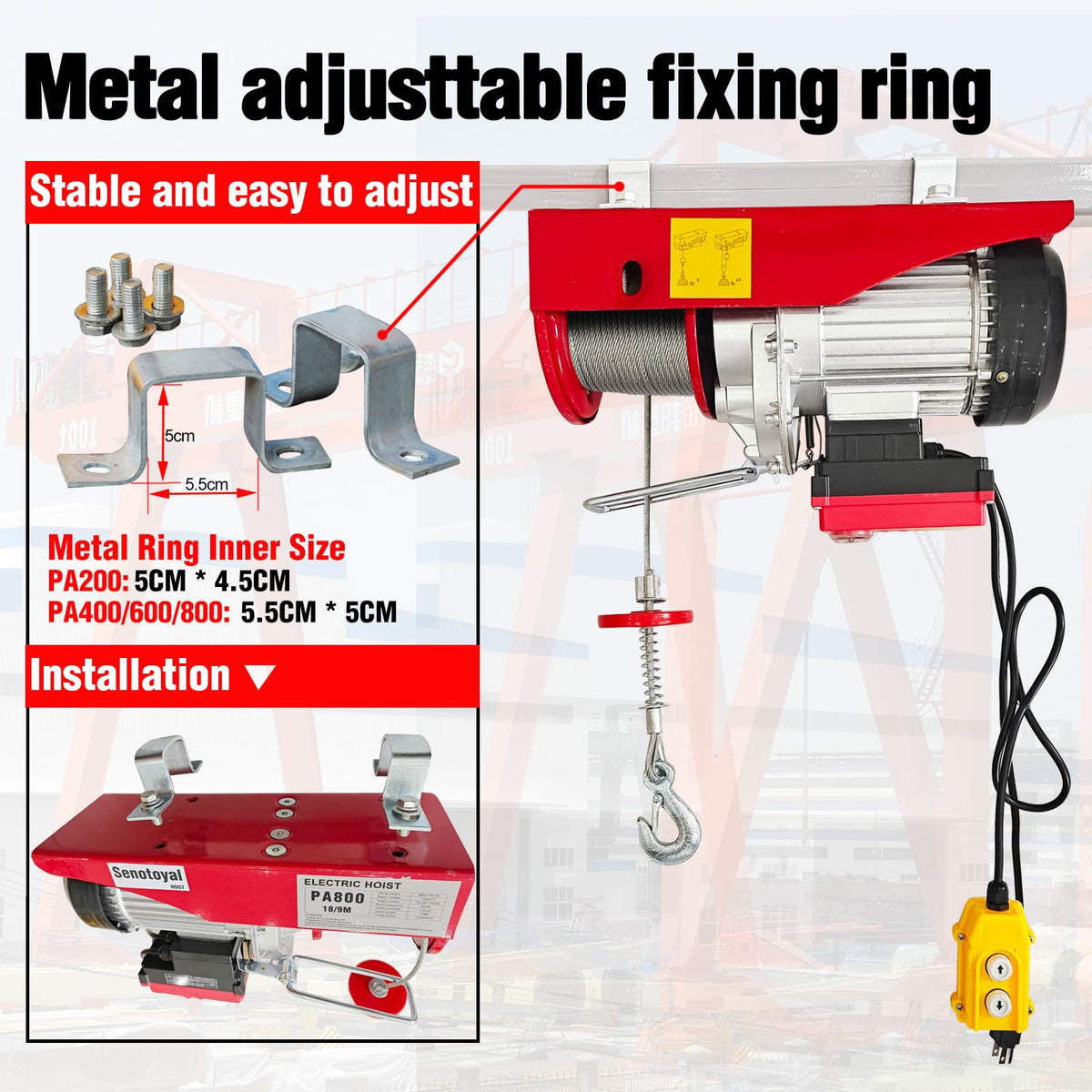 1760lbs Electric Hoist Winch with Wireless Control F38674