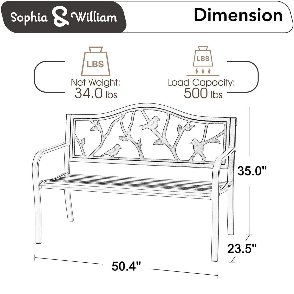 50 Inches Outdoor Bench P7029