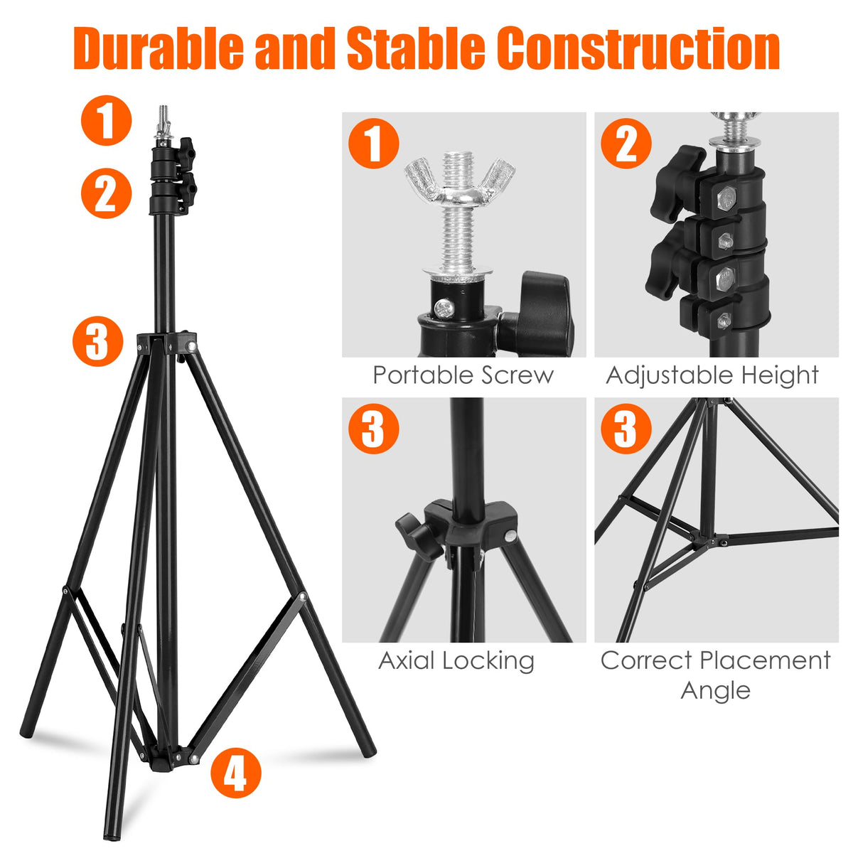 6.5x10FT Portable Backdrop Stand Kit with 4 Steel Clamps Carrying Bag O679558