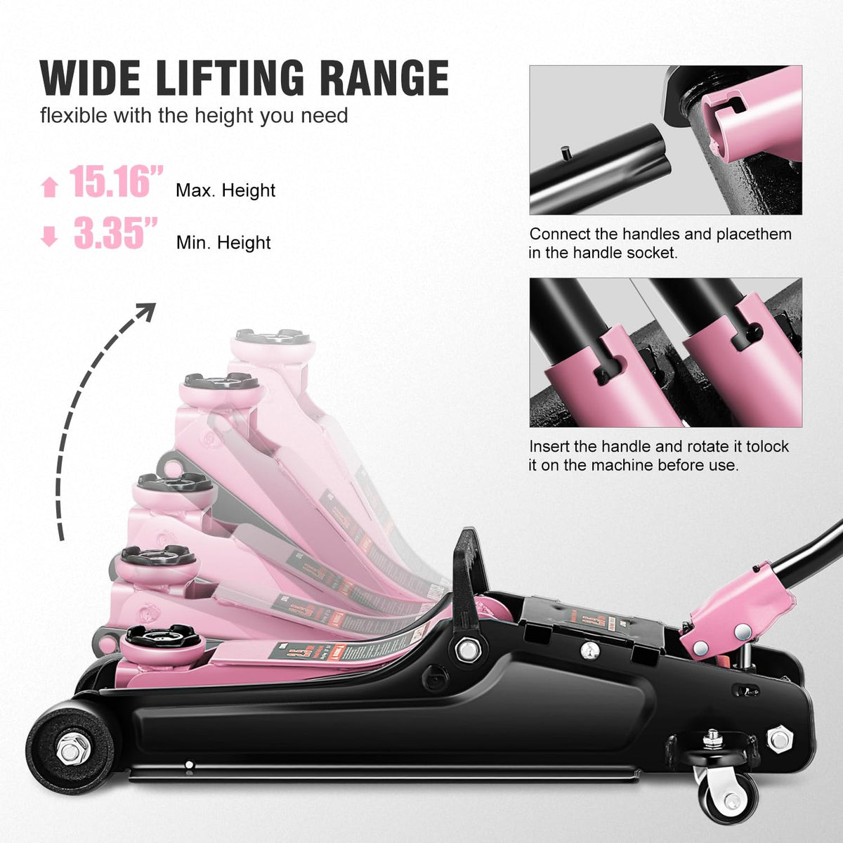 Low Profile Hydraulic Trolley Floor Jack 2.5 Ton Pink B86363