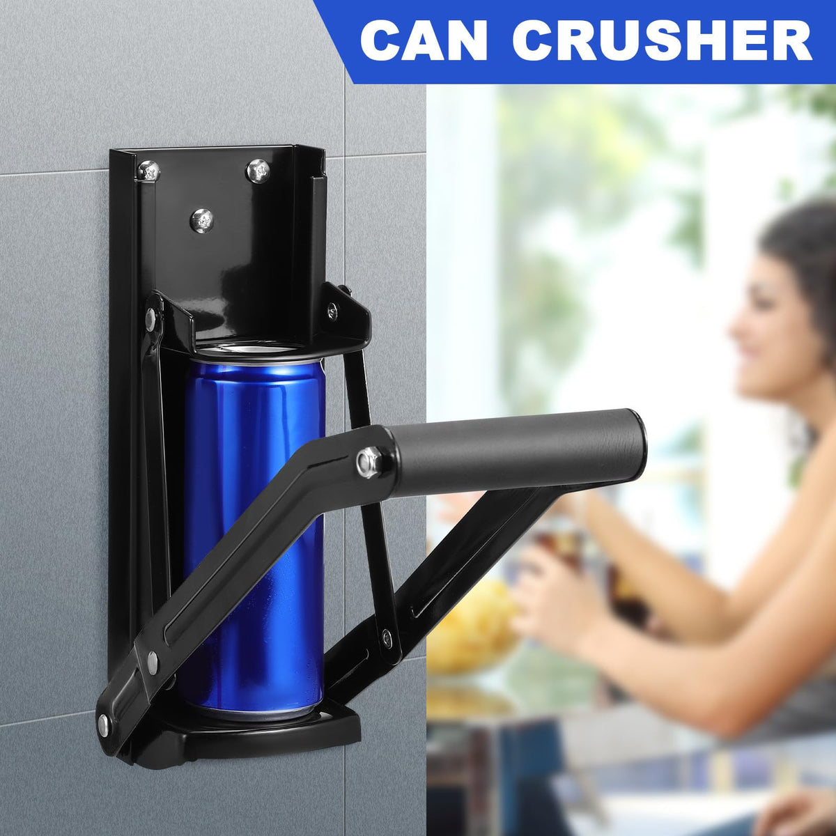 Wall Mounted Stainless Steel Can Crusher with Bottle Opener I57288