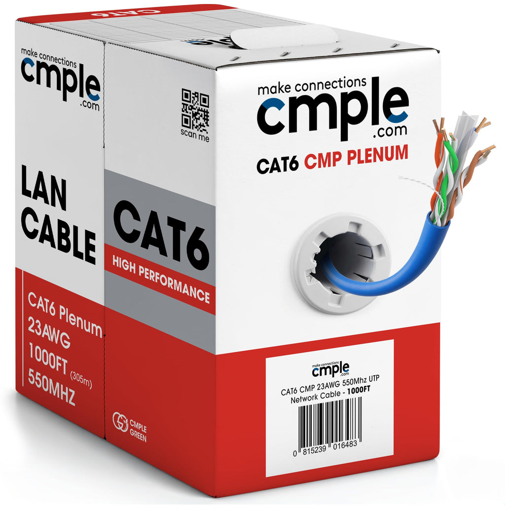 Cat6 Plenum CMP 23AWG UTP Solid 1000ft Blue Ethernet Cable Y61920
