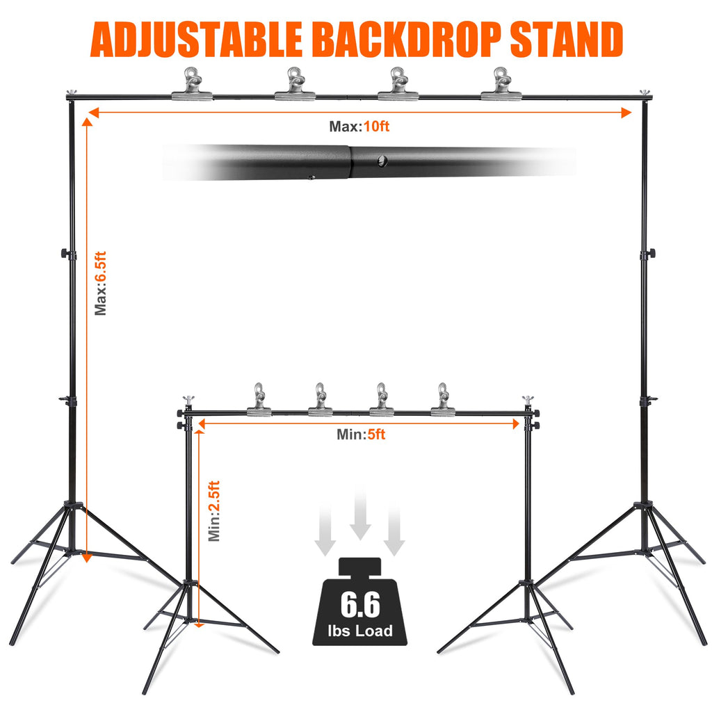 6.5x10FT Portable Backdrop Stand Kit with 4 Steel Clamps Carrying Bag O679558