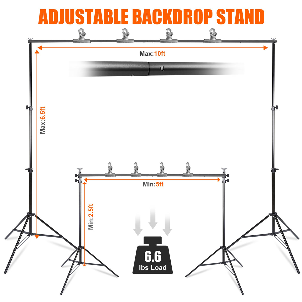 6.5x10FT Portable Backdrop Stand Kit with 4 Steel Clamps Carrying Bag O679558