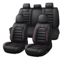 Waterproof Nappa Leather Full Coverage Car Seat Covers Full Set Black Red Q7759