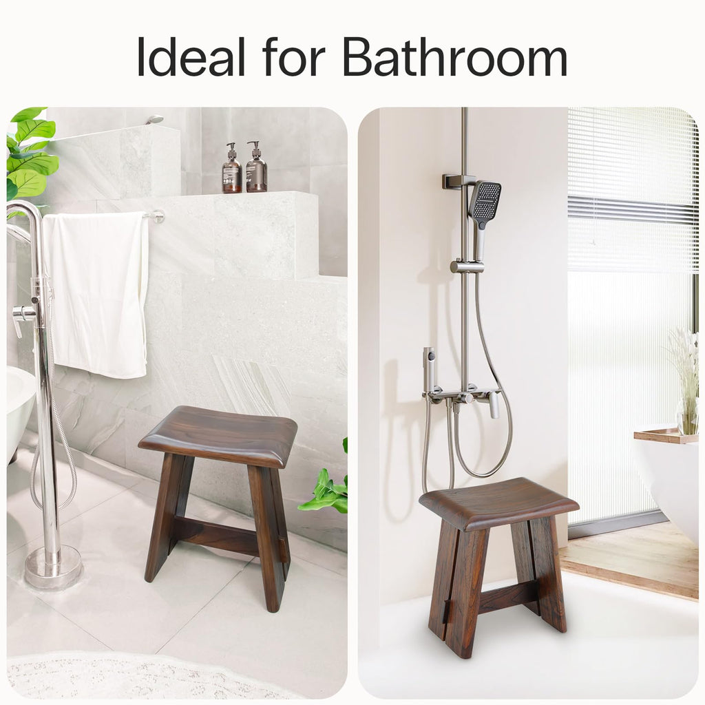 Teak 18-Inch Curved Wooden Shower Seat H504