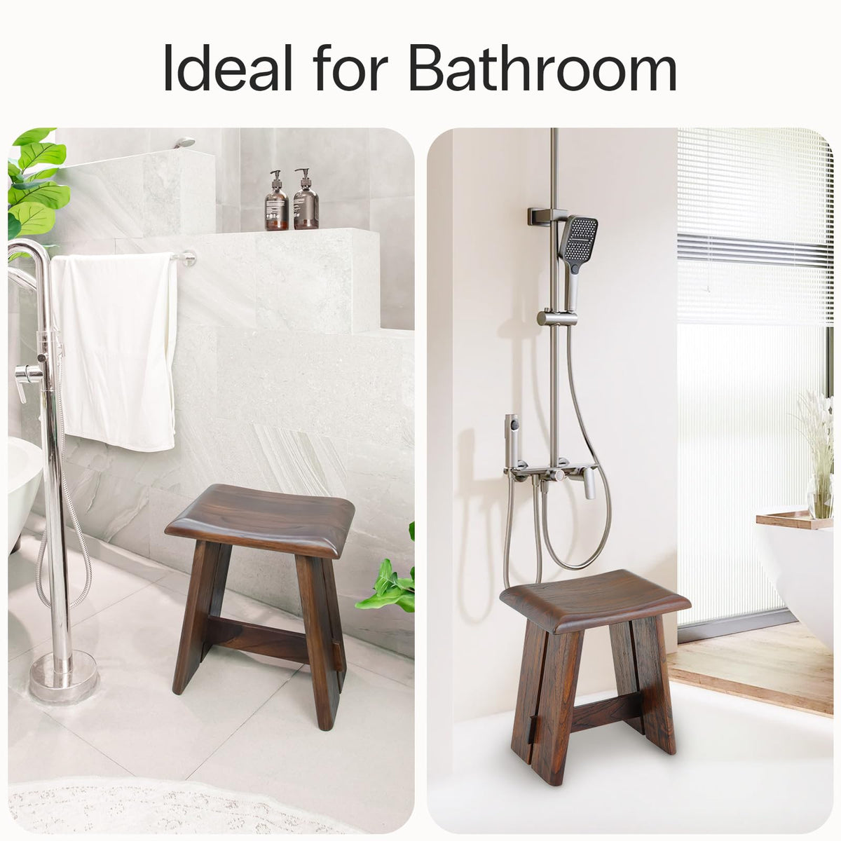 Teak 18-Inch Curved Wooden Shower Seat H504