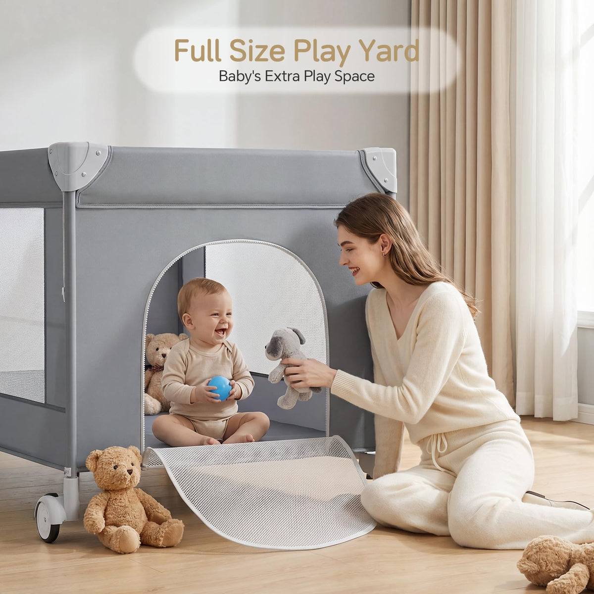 4 in 1 Grey Baby Bassinet Y896217