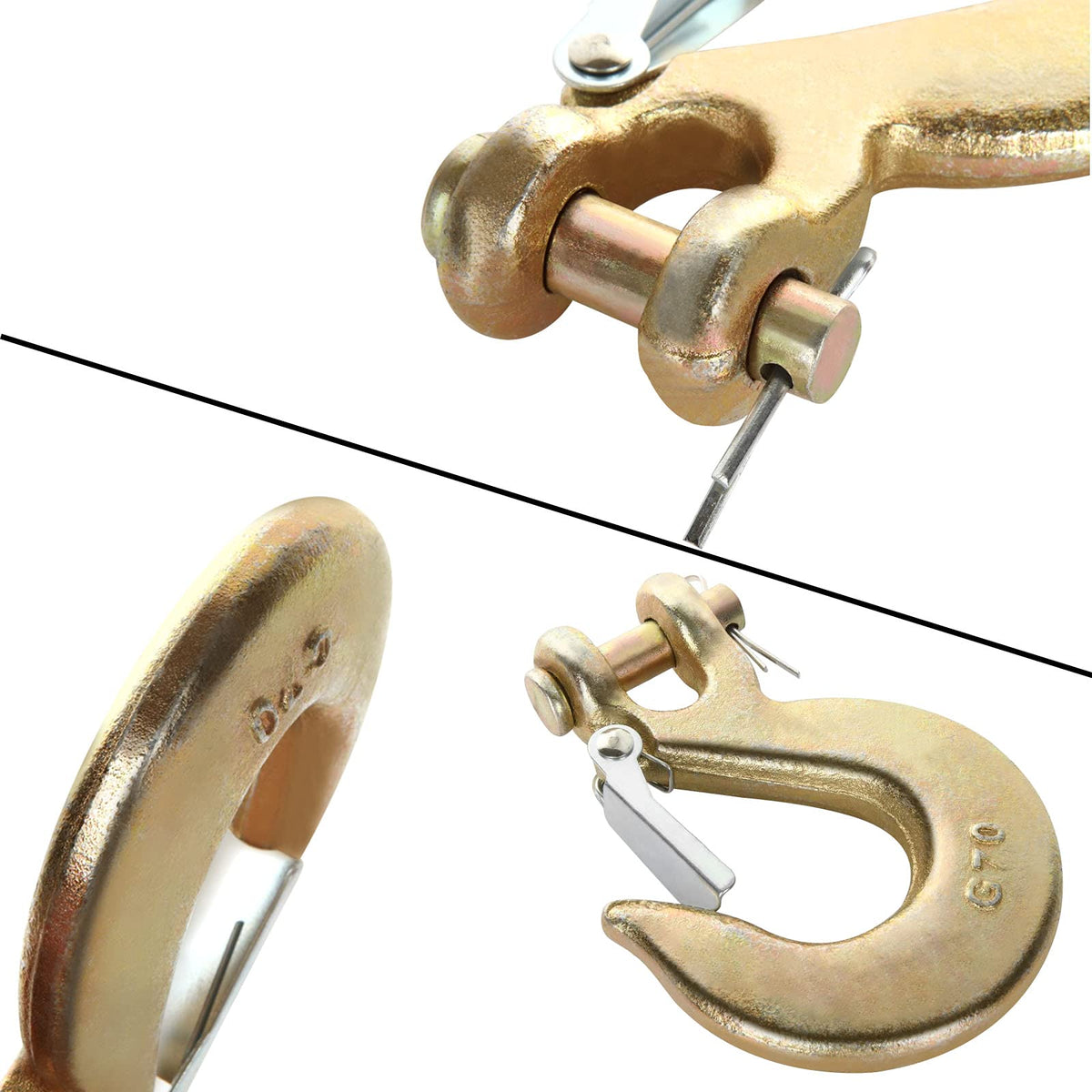 3/8 Inch Heavy Duty Forged Steel Clevis Slip Hook with Latch, 4 Pack N64029