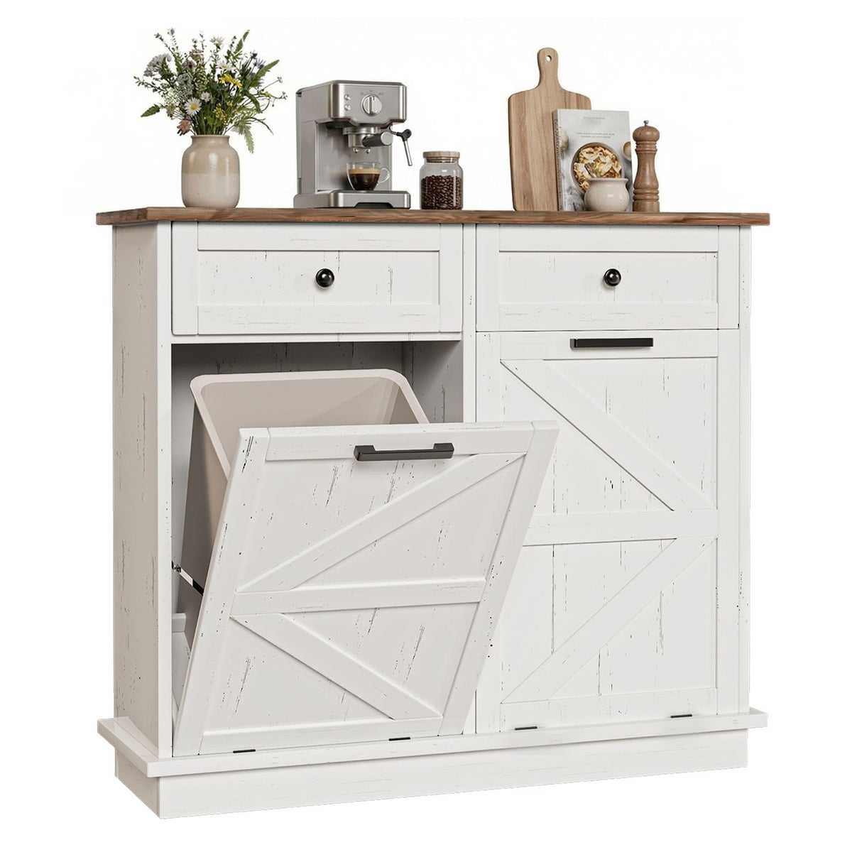 10 Gallon Double Tilt Out Trash Can Cabinet D147