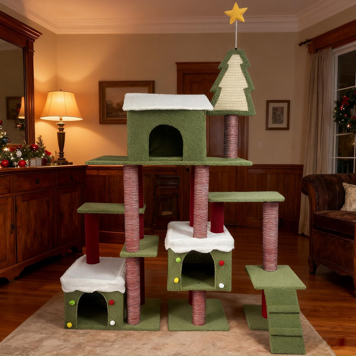 70 Inch Tall Multi Level Cat Tree with 2 Condos M3973