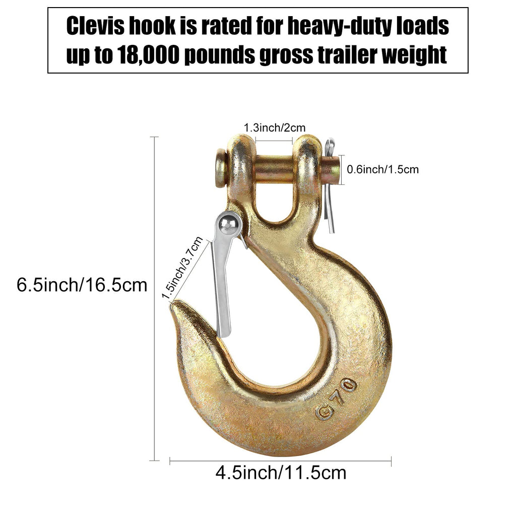 3/8 Inch Heavy Duty Forged Steel Clevis Slip Hook with Latch, 4 Pack N64029