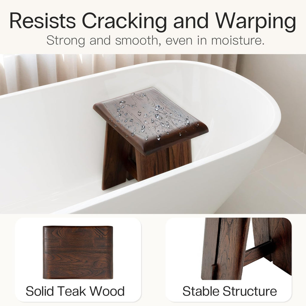 Teak 18-Inch Curved Wooden Shower Seat H504
