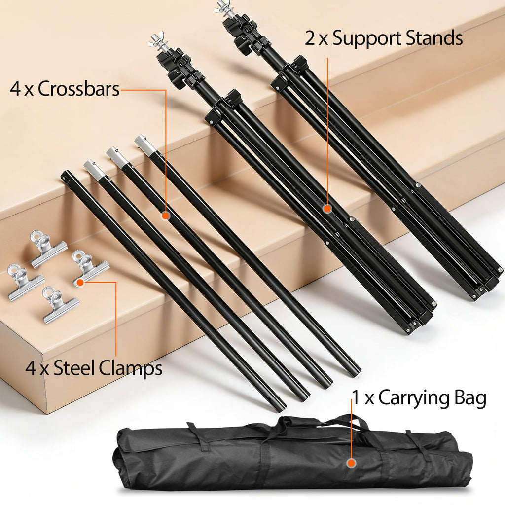 6.5x10FT Portable Backdrop Stand Kit with 4 Steel Clamps Carrying Bag O679558