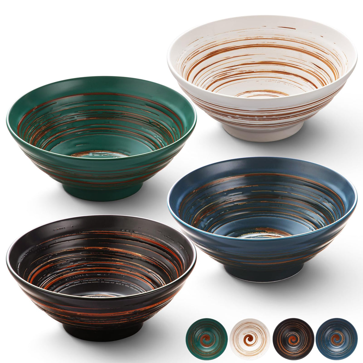 Multicolor Ceramic Ramen Bowl Set of 4 W266353