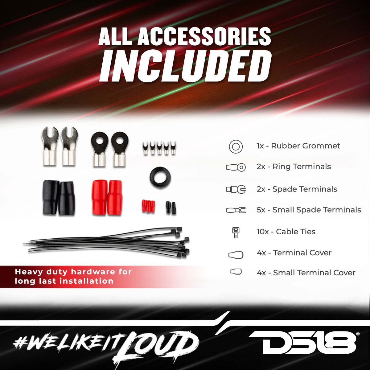 0 Gauge CCA Complete Amp Wiring Kit with ANL Fuse Holder 250A S595