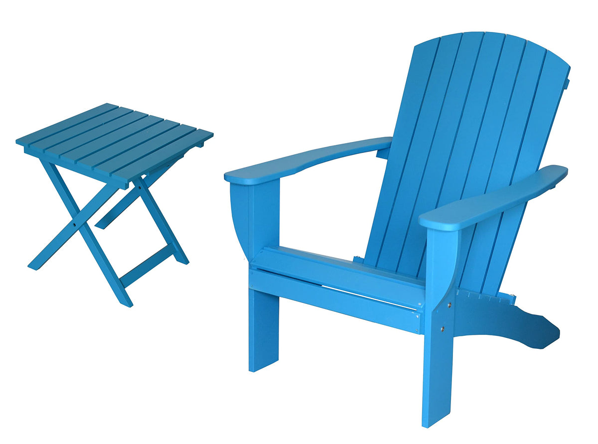 Teal Solid Cedar Adirondack Chair with Folding Table D964