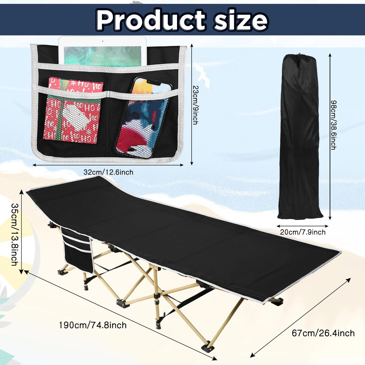 2 Pack Camping Cot with Carry Bag J18148