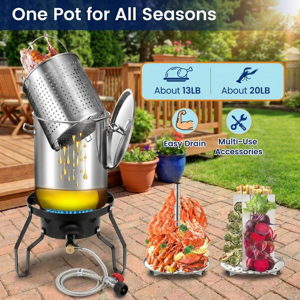 40QT Seafood Boil Pot with Propane Burner Set X825