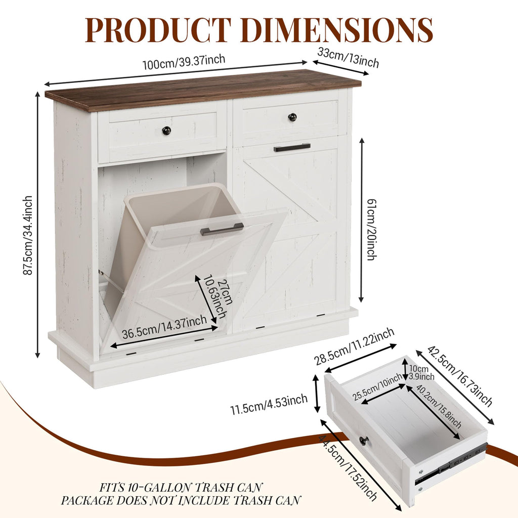 10 Gallon Double Tilt Out Trash Can Cabinet D147