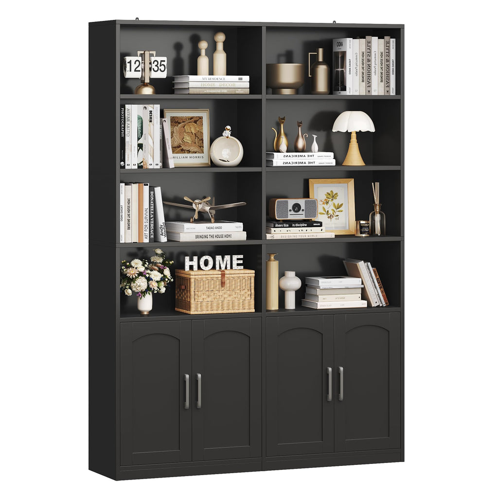 Double Wide Bookshelf and Bookcase with Doors O49485