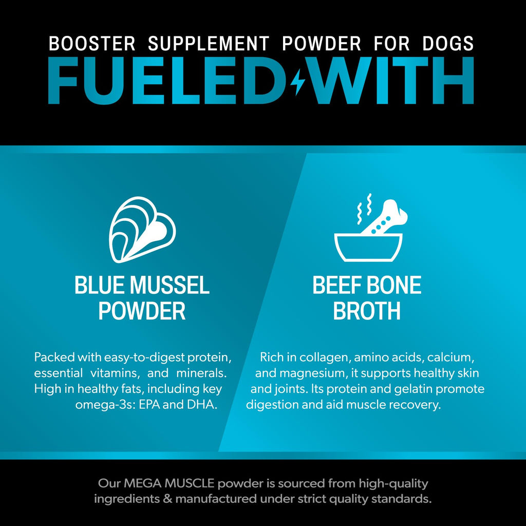 Dog Muscle Support Powder Blue Mussel Bone Broth Food Topper 3.2 oz C107