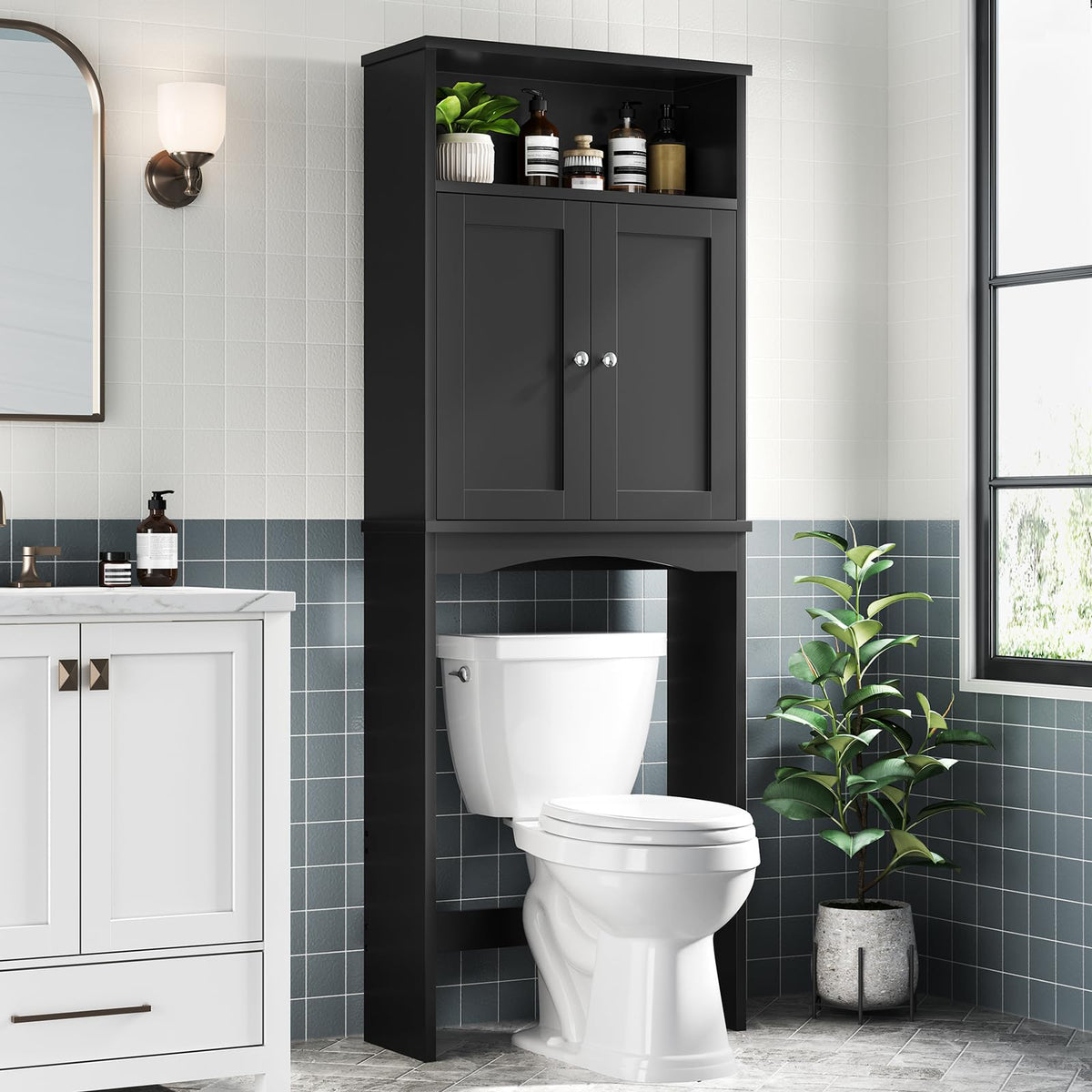 Black Over The Toilet Storage Cabinet V67397